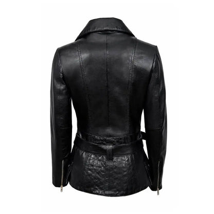 Women’s Feminine Retro Vintage Biker Leather Jacket