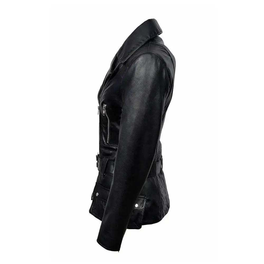 Women’s Feminine Retro Vintage Biker Leather Jacket