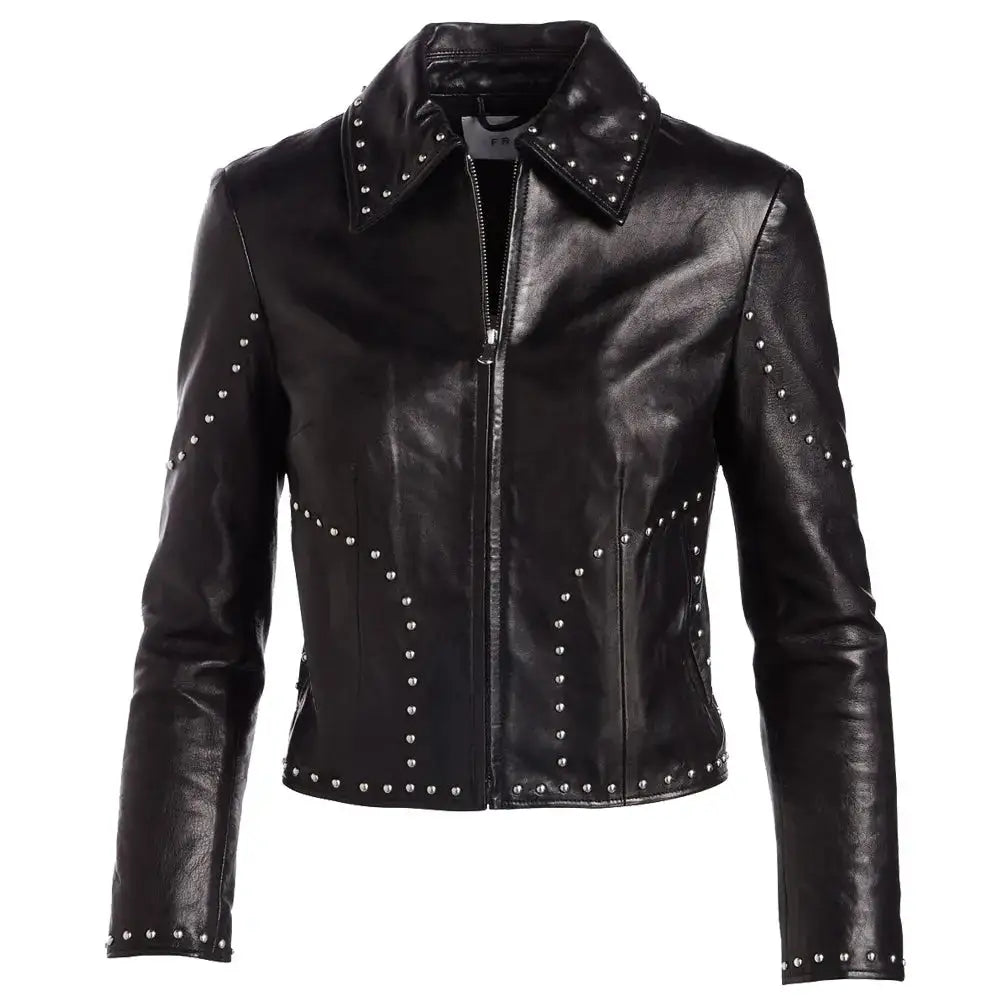 Women’s Army Studded Leather Biker Jacket