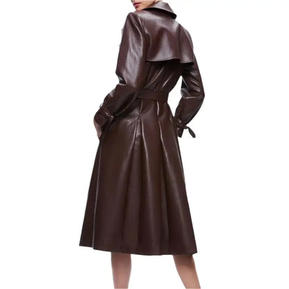 Women’s Chocolate Brown Leather Trench Coat