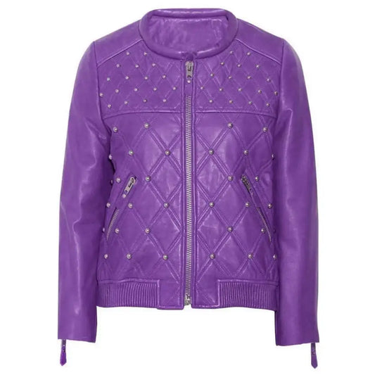 Women's Genuine Purple Leather Jacket