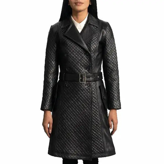 Women’s Quilted Leather Trench Coat