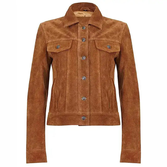 Women’s Suede Leather Trucker Jacket